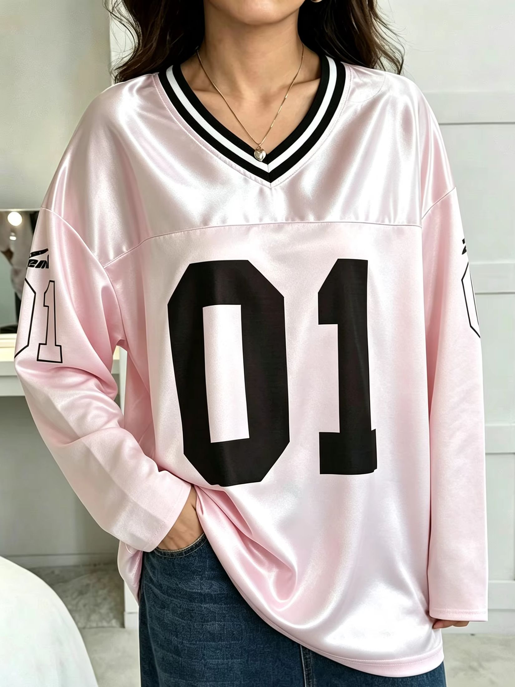 Street Fashion Guys - Maglietta a Maniche Lunghe Oversize Vintage