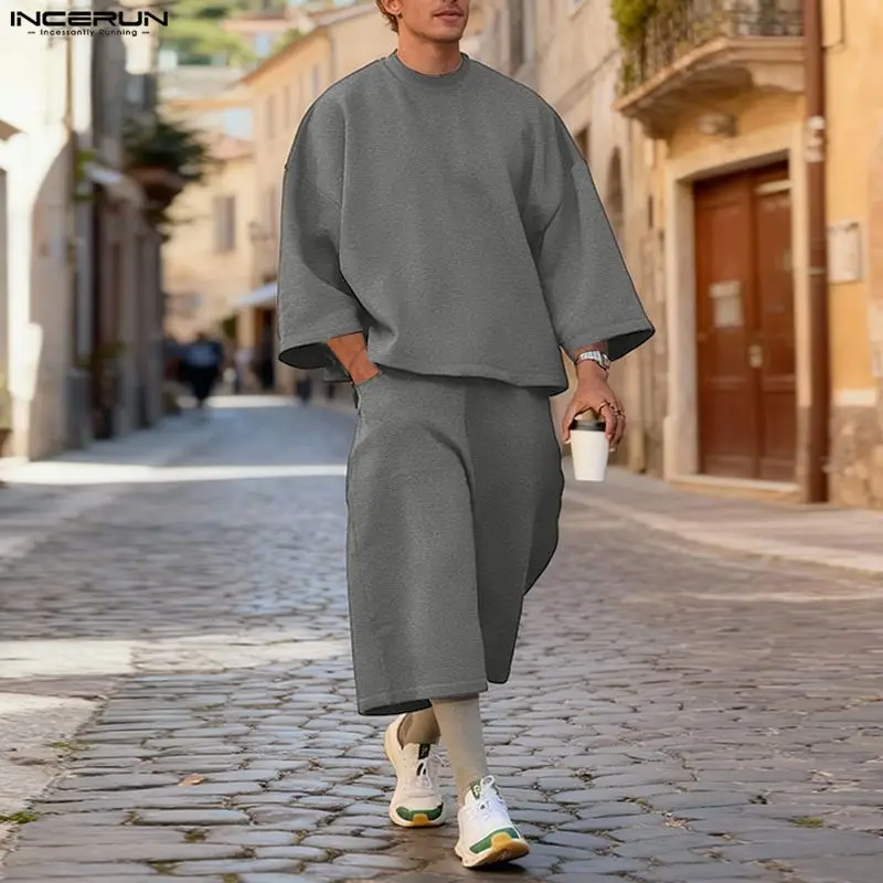 Street Fashion Guys - Completi da uomo INCERUN, tinta unita,