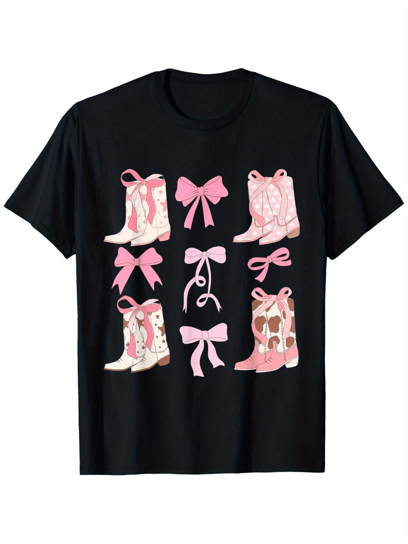 Street Fashion Co - T-shirt Coquette con fiocco rosa, motivo