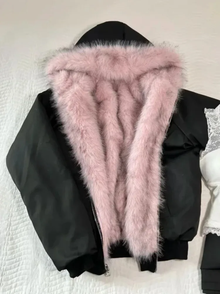 Korean Street Fashion Female - Cappotto patchwork in pelliccia da donna
