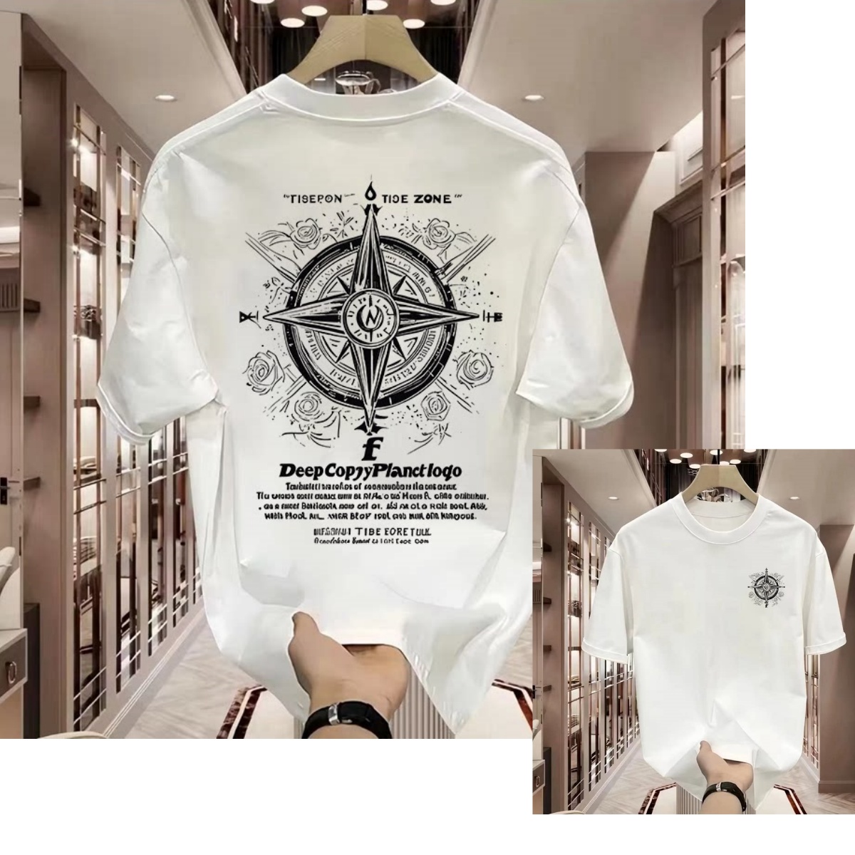Street Fashion Brand Logo - T-shirt Casual con Logo Classico e