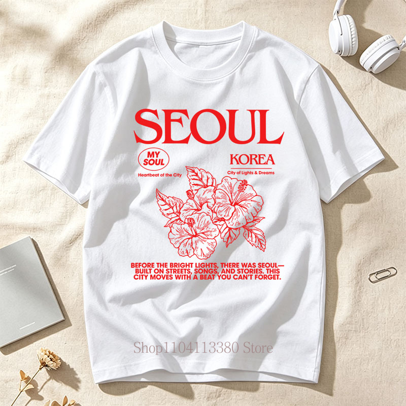 T-shirt con stampa hibiscus in - Street Fashion Of Seoul recensione e prezzo